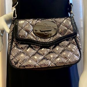 Nine West Silver Metallic Snakeskin Crossbody